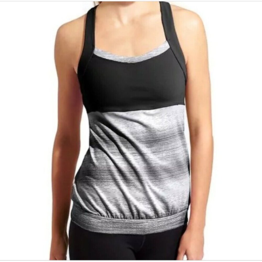 NWT Athleta S Black Stride Crunch and Punch Tank Top Gym Run Breathable